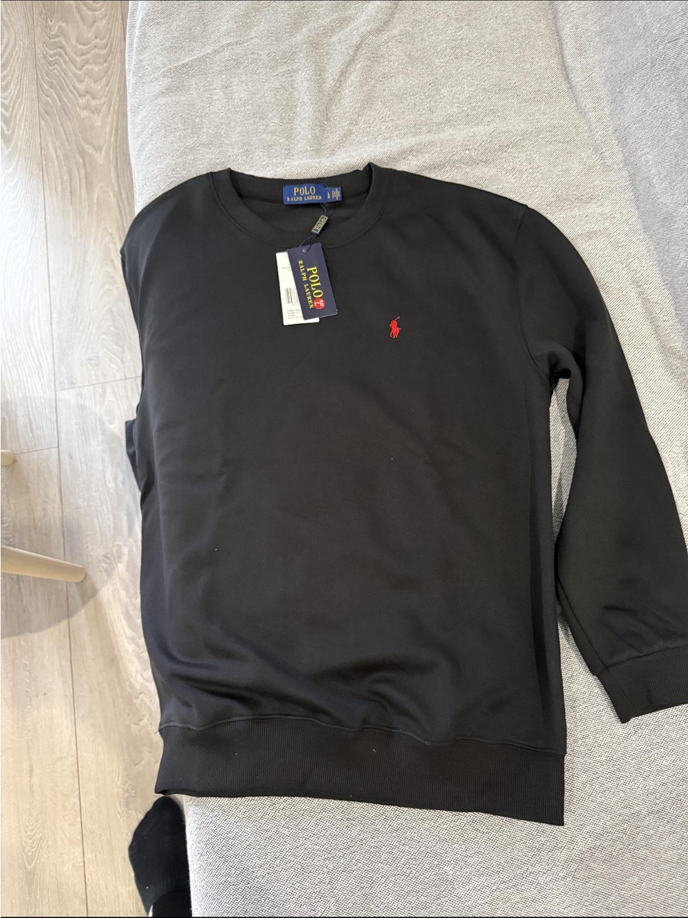 Ralph Lauren Black Crewneck Sweatshirt with Red Pony